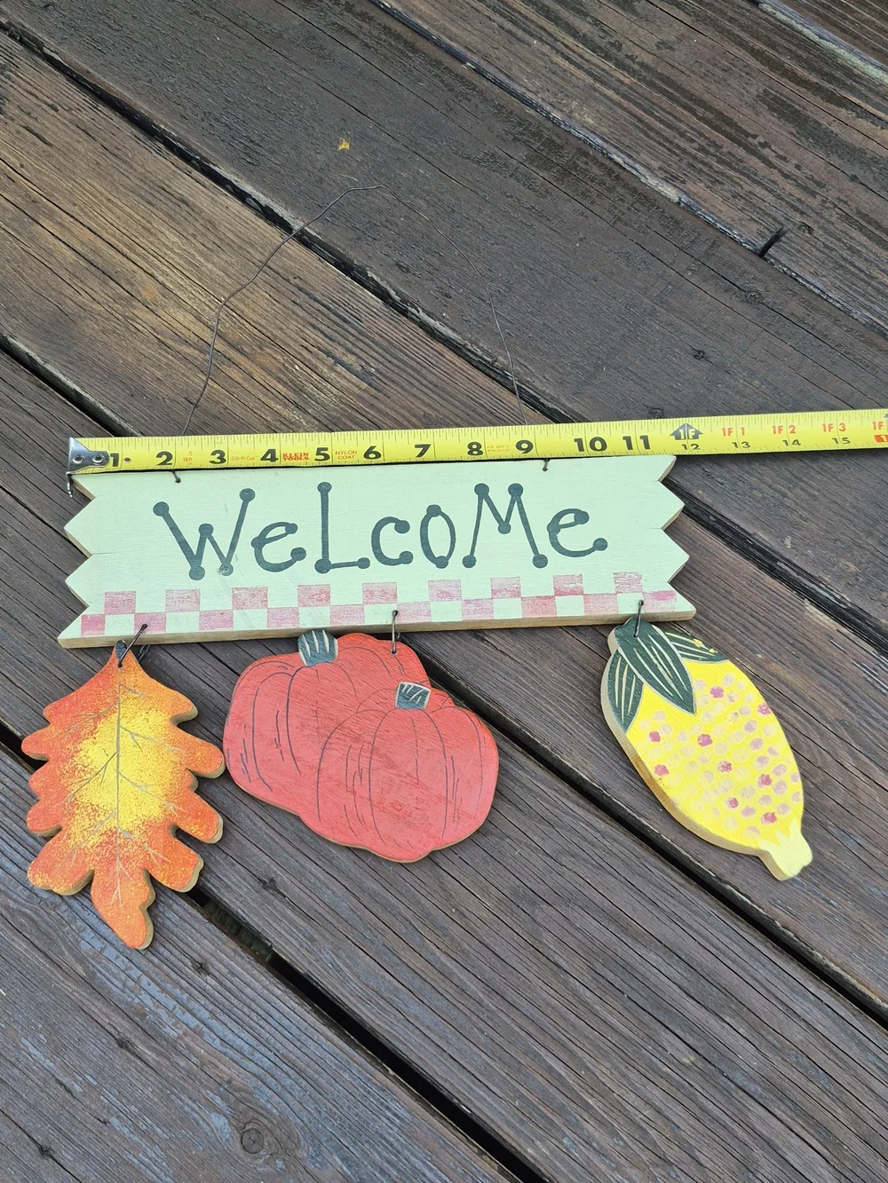 Fall Welcome Hanging Wall Sign with Orange, Red and Yellow Accents